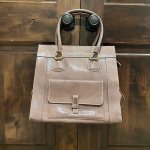 Talbots Large light Mauve Pebbled Leather Tote